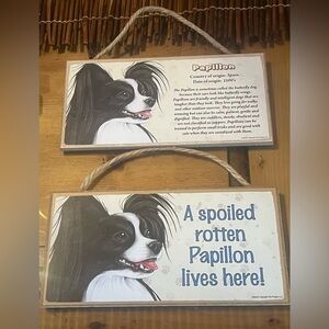 Set of 2 Papillon Dog Wall Plaques
